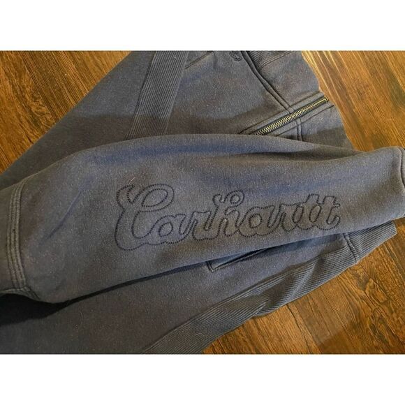 Carhartt Woman's Blue Full‎ Zip Sweater Embroidered Hoodie Small 4-6 - Picture 3 of 5